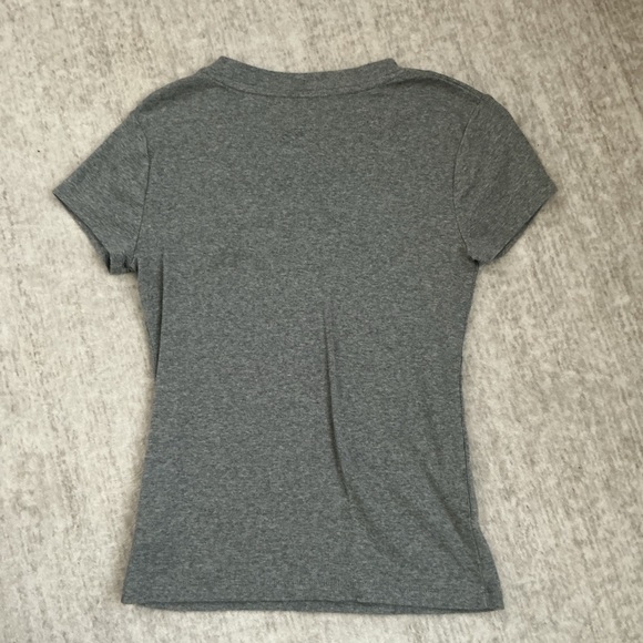 Gray Ribbed Short Sleeve T-Shirt - Picture 3 of 3